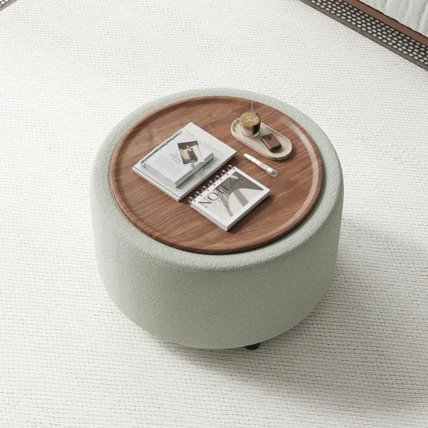 28" Round Coffee Table with Shelf for Living Room