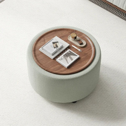 28" Round Coffee Table with Shelf for Living Room
