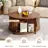 31.5" Modern Round Coffee Table With 360° Curved Sliding Door